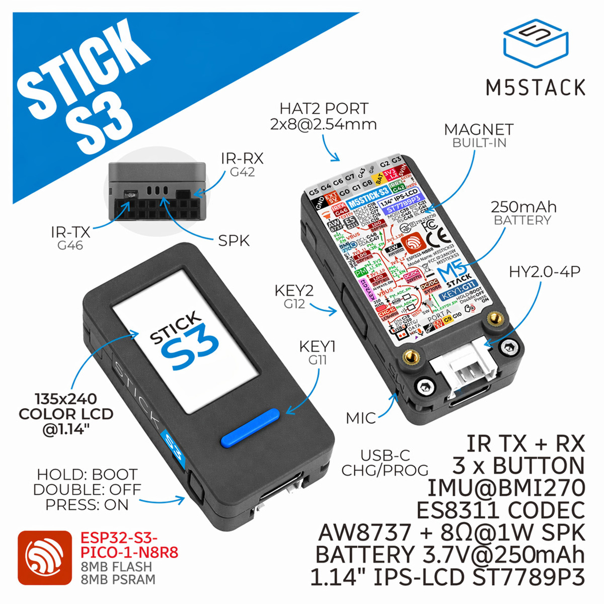 M5Stack StickS3 board